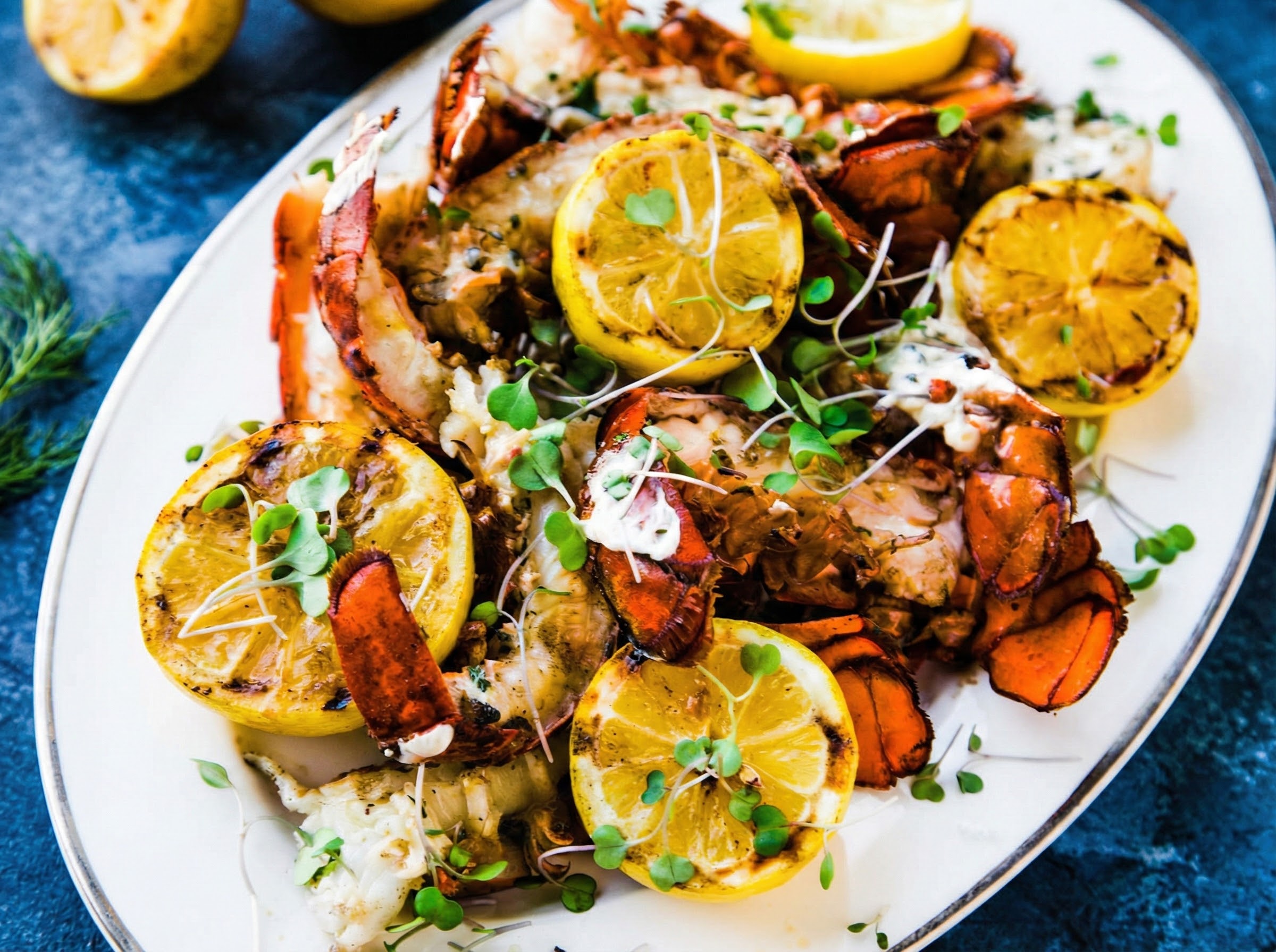 Grilled Lobster Tails with garlic butter